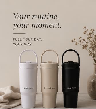 Cloud, Oat, and Noir LUNÉVA bottles with the message Your routine, your moment